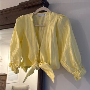 Yellow Tie-Front Blouse
